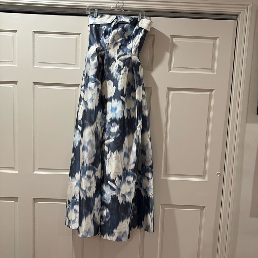 NWT SACHIN + BABI Size 6 Evening Gown Brielle Floral A-Line Blue Ikat